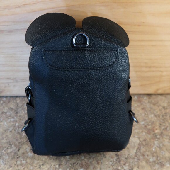 Minnie Mouse Style Mini Back Pack Purse Faux Leather Black with Red Bow Cute - Picture 6 of 12